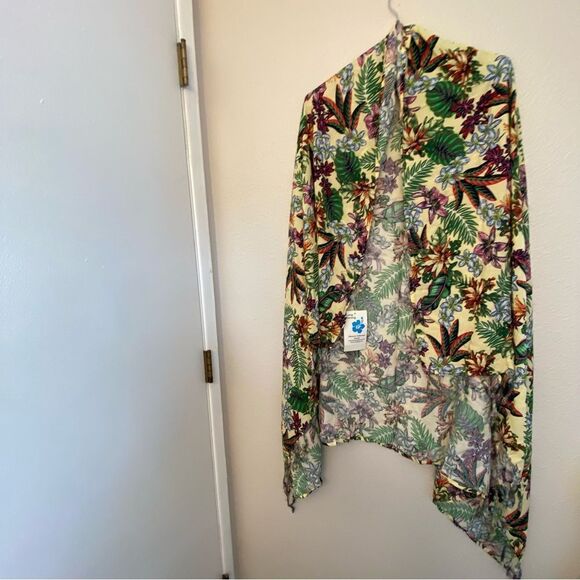 Green Hibiscus Tropical flower SARONG Wrap Skirt swimsuit cover up OS NEW - Picture 2 of 6